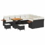 Conjunto de sofá de jardín 12 pcs Negro y crema 80 x 80 x 71 cm