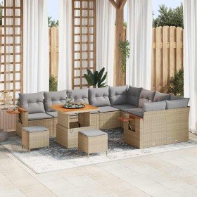 Conjunto de sofá de jardín con cojín 12 pcs beige y gris claro