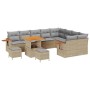 Conjunto de sofá de jardín con cojín 12 pcs beige y gris claro