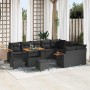 Conjunto de sofá de jardín 12 pcs Negro 90 x 55 x 71 cm