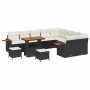 Conjunto de sofá de jardín 12 pcs Negro y crema 90 x 55 x 71 cm