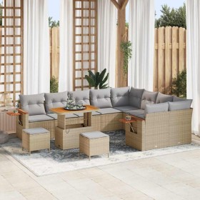 Conjunto de sofá de jardín con cojín 12 pcs beige y gris claro