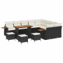 Conjunto de sofá de jardín con cojín 13 pcs Negro y crema