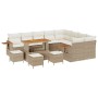 Conjunto de sofá de jardín con cojín 13 pcs beige y crema