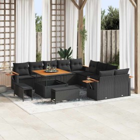 Conjunto de sofá de jardín 13 pcs Negro 100 x 100 x 71 cm
