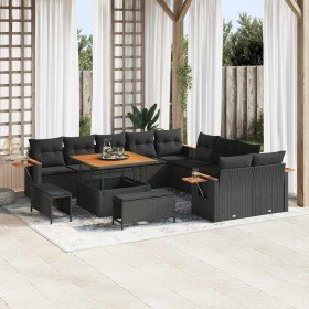 Conjunto de sofá de jardín 13 pcs Negro 100 x 100 x 71 cm Conjunto de sofá de jardín 13 pcs Negro 100 x 100 x 71 cm
