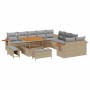 Conjunto de sofá de jardín con cojín 13 pcs beige y gris claro