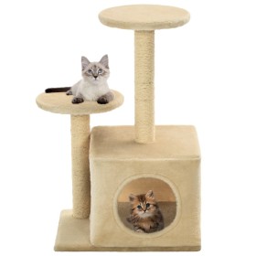 Rascador para gatos con poste de sisal 60 cm beige