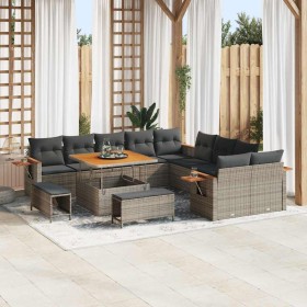Conjunto de sofá de jardín 13 pcs Gris 100 x 100 x 71 cm
