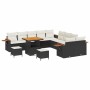 Conjunto de sofá de jardín 13 pcs Negro y crema 80 x 80 x 71 cm