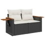 Conjunto de sofá de jardín 13 pcs Negro y crema 80 x 80 x 71 cm