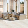 Conjunto de sofá de jardín con cojín 13 pcs beige y gris claro