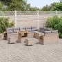 Conjunto de sofá de jardín con cojín 13 pcs beige y gris claro