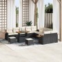 Conjunto de sofá de jardín 13 pcs Negro y crema 90 x 55 x 71 cm
