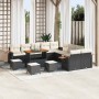 Conjunto de sofá de jardín con cojín 14 pcs Negro y crema