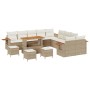 Conjunto de sofá de jardín con cojín 14 pcs beige y crema
