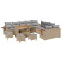 Conjunto de sofá de jardín con cojín 14 pcs beige y gris claro