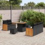 Conjunto de sofá de jardín Manual 8 pcs Negro 80 x 80 x 71 cm