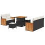Conjunto de sofá de jardín 8 pcs Negro y crema 80 x 80 x 71 cm