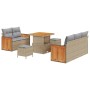 Conjunto de sofá de jardín con cojín 8 pcs beige y gris claro