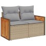 Conjunto de sofá de jardín con cojín 8 pcs beige y gris claro
