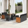 Conjunto de sofá de jardín Manual 8 pcs Negro 90 x 55 x 71 cm