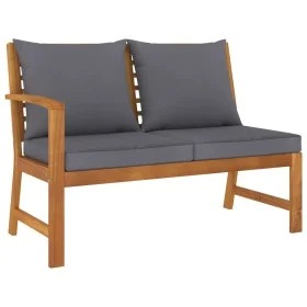 Acacia wood garden bench with dark gray cushions, 114.5 cm by vidaXL, Modular outdoor sofas - Ref: Foro24-311837, Price: 155,...