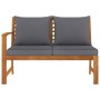 Acacia wood garden bench with dark gray cushions, 114.5 cm by vidaXL, Modular outdoor sofas - Ref: Foro24-311837, Price: 157,...