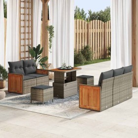 Conjunto de sofá de jardín con cojín 8 pcs Gris 90 x 55 x 71 cm