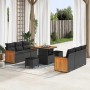 Conjunto de sofá de jardín Manual 9 pcs Negro 80 x 80 x 71 cm
