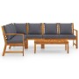 Juego de muebles jardín 5 pzas con cojines madera maciza acacia