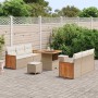 Conjunto de sofá de jardín 9 pcs beige y crema 80 x 80 x 71 cm