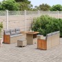 Conjunto de sofá de jardín con cojín 9 pcs beige y gris claro