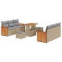 Conjunto de sofá de jardín con cojín 9 pcs beige y gris claro