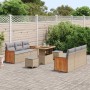 Conjunto de sofá de jardín con cojín 9 pcs beige y gris claro