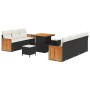 Conjunto de sofá de jardín 10 pcs Negro y crema 80 x 80 x 71 cm