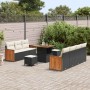 Conjunto de sofá de jardín 10 pcs Negro y crema 80 x 80 x 71 cm