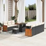 Conjunto de sofá de jardín 10 pcs Negro y crema 90 x 55 x 71 cm
