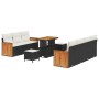 Conjunto de sofá de jardín 10 pcs Negro y crema 90 x 55 x 71 cm