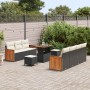 Conjunto de sofá de jardín 10 pcs Negro y crema 90 x 55 x 71 cm