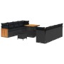 Conjunto de sofá de jardín Manual 11 pcs Negro 80 x 80 x 71 cm