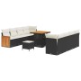 Conjunto de sofá de jardín 11 pcs Negro y crema 80 x 80 x 71 cm