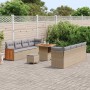 Conjunto de sofá de jardín con cojín 11 pcs beige y gris claro