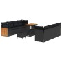 Conjunto de sofá de jardín Manual 11 pcs Negro 90 x 55 x 71 cm