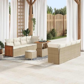 Conjunto de sofá de jardín 11 pcs beige y crema 90 x 55 x 71 cm