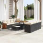 Conjunto de sofá de jardín con cojín 11 pcs Negro y crema