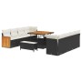 Conjunto de sofá de jardín con cojín 11 pcs Negro y crema