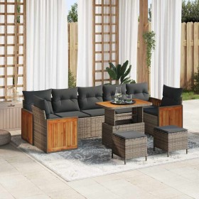 Conjunto de sofá de jardín 10 pcs Gris 90 x 55 x 71 cm