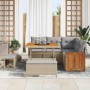 Conjunto de sofá de jardín con cojín 8 pcs beige y gris claro