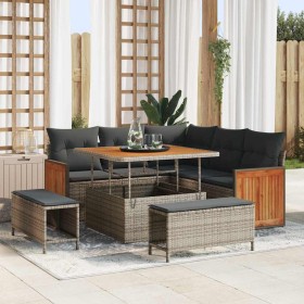 Conjunto de sofá de jardín 8 pcs Gris 100 x 100 x 71 cm
